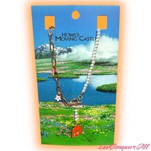 Studio Ghibli Howl's Moving Castle Pearl & Chain Calcifer Floral Necklace